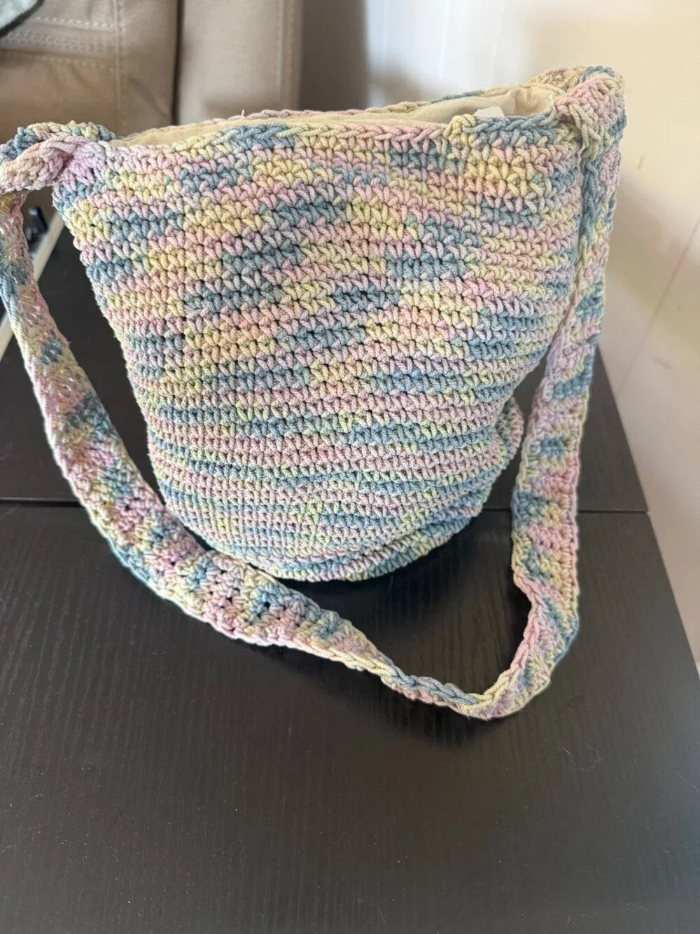 Wild fable Crochet purse shoulder bag boho pastel lined clean